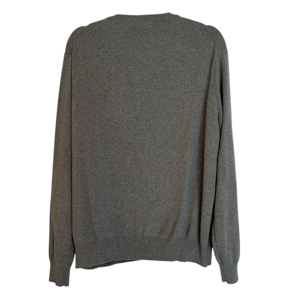 Polo Ralph Lauren Classic Cotton V Neck Sweater Heather Grey Large Preppy Casual - Picture 4 of 5